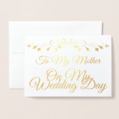 Dorée Carte Gold Foil à ma mère le jour de mon mariage (Devant avec enveloppe)