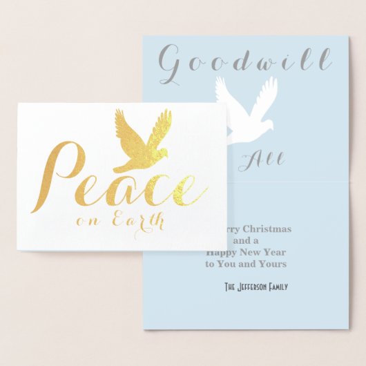 Dorée Carte Gold Foil Christmas Peace Dove (Affichage)