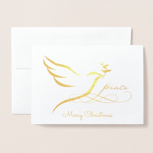 Dorée Carte Gold Foil Peace Dove (Devant avec enveloppe)