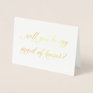 Dorée Carte Gold Foil | serez-vous ma servante d'honneur