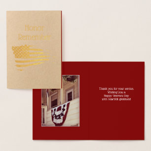 Dorée Carte Gold Merci pour les anciens combattants