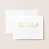 Dorée Carte Hanoukka Famille Photo Vacances Bénédiction (Devant avec enveloppe)