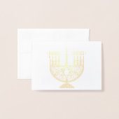 Dorée Carte HAPPY HANOUKKA Gold Foil (Devant avec enveloppe)