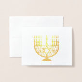 Dorée Carte HAPPY HANOUKKA Gold Foil (Devant avec enveloppe)