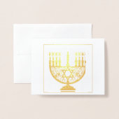 Dorée Carte HAPPY HANOUKKA Gold Foil (Devant avec enveloppe)
