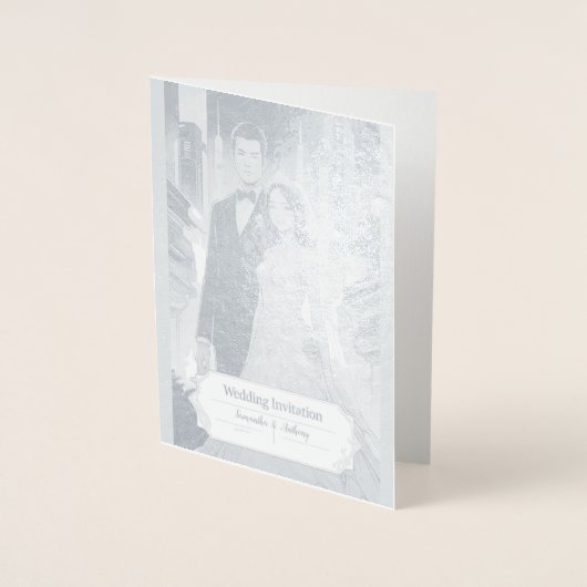 Dorée Carte Mariage Foil personnalisée (Devant)