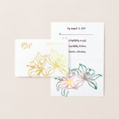 Dorée Carte mariage RSVP feuille de golf fleurs de lys (Affichage)