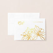Dorée Carte mariage RSVP feuille de golf fleurs de lys (Devant avec enveloppe)