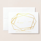 Dorée Carte Mariage VÉRITABLE Gold Foil & Flower MERCI (Devant avec enveloppe)