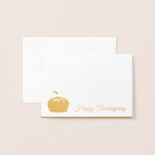 Dorée Carte Miniature-Or Feuille-Action de Grâce (Devant avec enveloppe)