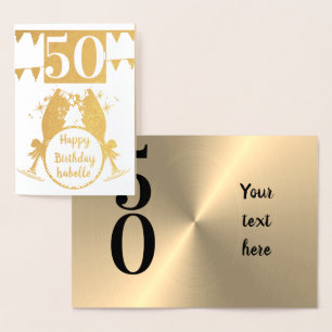 Dorée Carte personnalisée Gold 50e anniversaire