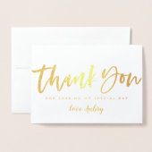 Dorée Carte photo anniversaire remerciement feuille méta (Devant avec enveloppe)