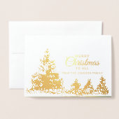 Dorée Carte photo de Noël avec arbres (Devant avec enveloppe)