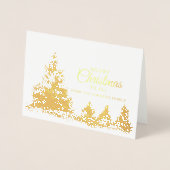 Dorée Carte photo de Noël avec arbres (Devant)