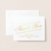 Dorée Carte photo Mariage de Merci de script classique (Devant avec enveloppe)