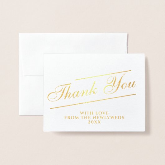 Dorée Carte photo Mariage de Merci de script classique (Devant avec enveloppe)