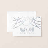 Dorée Carte Place Art Déco Silver String Lights (Devant avec enveloppe)