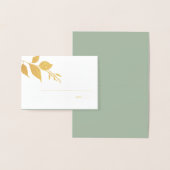 Dorée Carte Place Mariage vert Sage Fall Leaves (Affichage)