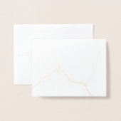 Dorée Carte pliée en marbre blanc (Devant avec enveloppe)