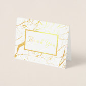 Dorée Carte pliée en Merci de marbre blanc et or (Devant)