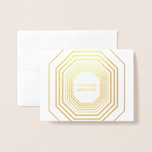 Dorée Carte pliée personnalisée Glam Deco (Devant avec enveloppe)