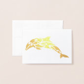 Dorée Carte pour notes Dolphin Gold Foil (Devant avec enveloppe)