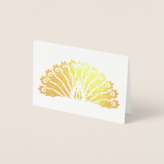Dorée Carte pour notes Gold Peacock (ventilateur) (Devant)