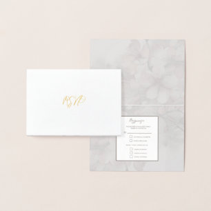 Dorée Carte RSVP mariage Foil Cherry Blossom