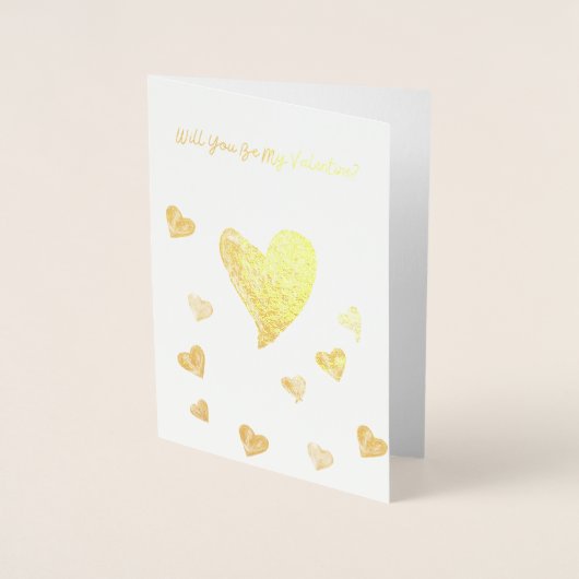 Dorée Carte "Seras-tu ma Saint-Valentin ?" en feuille d' (Devant)