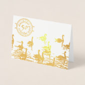 Dorée Carte Swan 50e anniversaire mariage d'or (Devant)