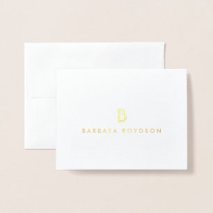 Dorée Carte vintage Gold initial Monogramme pliée