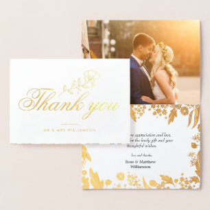 Dorée charmant mariage de script merci carte photo
