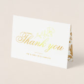 Dorée charmant mariage de script merci carte photo (Devant)