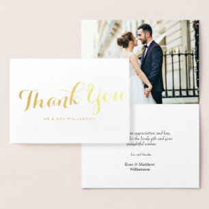 Dorée charmant mariage de script merci carte photo