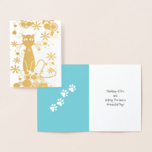 Dorée Chat avec carte à huile Empreinte de patte