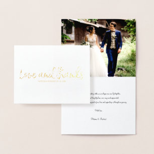 Dorée Chic Carte de Remerciement de Mariage Love And Tha