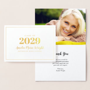 Dorée Classy Gold Foil Carte de remerciements de graduat