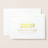 Dorée Classy Gold Foil Carte de remerciements de graduat (Devant avec enveloppe)