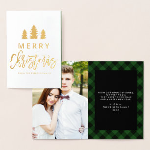 Dorée Cosy Plaid en vert Foil Carte photo