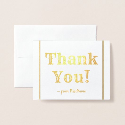 Dorée Customisé "Merci !" Carte (Devant avec enveloppe)