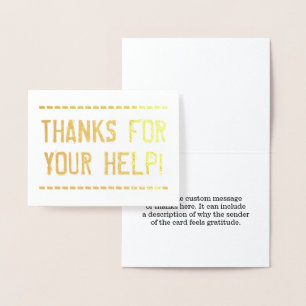 Dorée Distorti, Porté "MERCI POUR VOTRE AIDE !" Carte