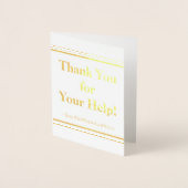 Dorée Élégant et propre "Merci pour votre aide !" Carte (Devant)