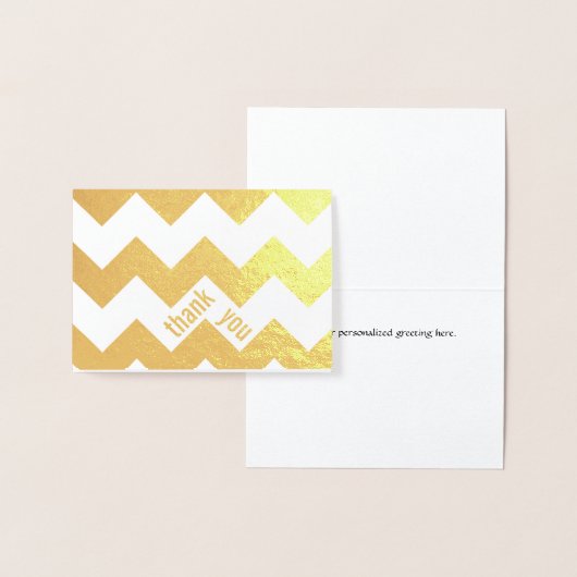Dorée Elegant Gold Foil Chevron Merci carte de note (Affichage)