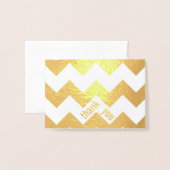 Dorée Elegant Gold Foil Chevron Merci carte de note (Devant avec enveloppe)