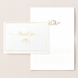 Dorée Elegant Or Simple Script Art carte de remerciement