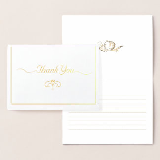 Dorée Elegant Or Simple Script Art carte de remerciement