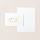 Dorée Élégant Script Gold Monogramme Merci Carte de note (Affichage)