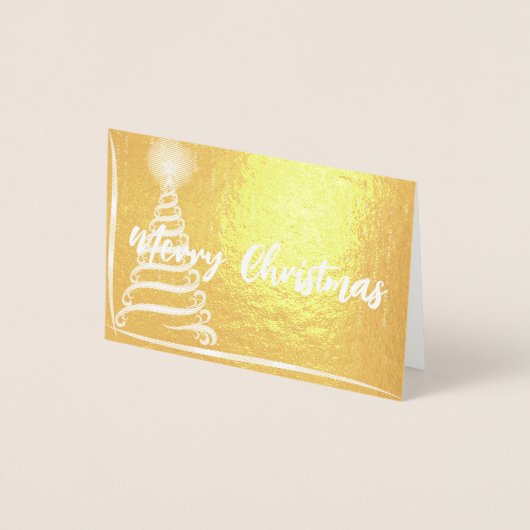 Dorée Elégante carte de fiole de Noël Joyeux Or (Devant)