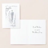 Dorée Félicitations du jour de mariage Carte de voeux (Affichage)