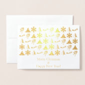 Dorée Feuille d'or Joyeuse carte d'icônes de Noël (Devant avec enveloppe)